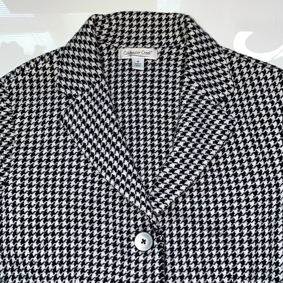 Coldwater Creek Wool Houndstooth Warm Long Sleeve Collared 3 Buttoned Jacket M - Picture 3 of 8